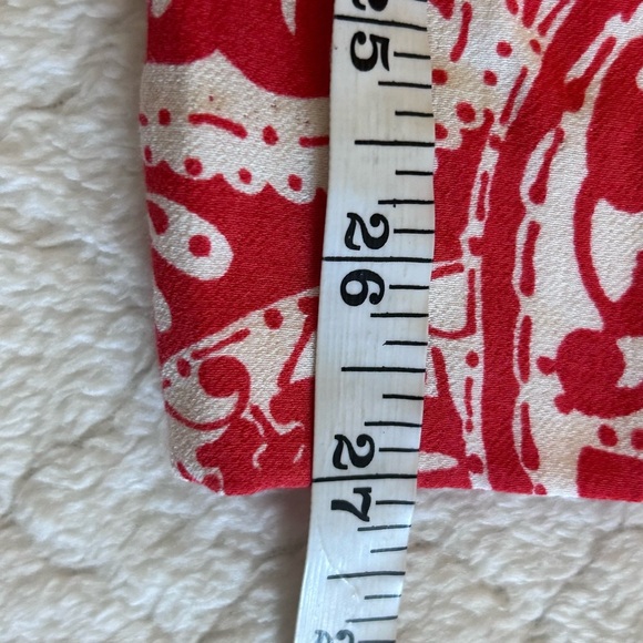 Loft Red and White Paisley Wide Leg Print Cropped Pants Size 4 - Picture 7 of 7